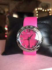 Marc Jacobs Amy Pop Pink Dial Pink Leather Strap Watch for Women - MBM1286