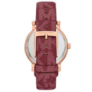 Michael Kors Corey Crystals Red Dial Red Leather Strap Watch for Women - MKO1025