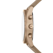 Michael Kors Warren Chronograph Beige Dial Beige Nylon Strap Watch for Men - MK9145