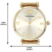 Emporio Armani Retro Gold Dial Gold Mesh Bracelet Watch For Women - AR1957