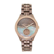Michael Kors Lauryn Rose Gold Dial Brown Steel Strap Watch for Women - MK3757