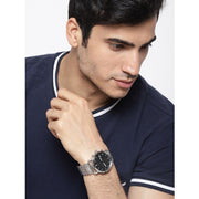 Fossil The Commuter Black Dial Silver Steel Strap Watch for Men - FS5399