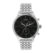 Hugo Boss Companion Black Dial Silver Steel Strap Watch for Men - 1513652