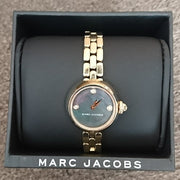Marc Jacobs Courtney Mother of Pearl Black Dial Gold Steel Strap Watch for Women - MJ3460