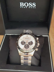 Hugo Boss Ikon Chronograph Silver Dial Silver Steel Strap Watch for Men - 1512964