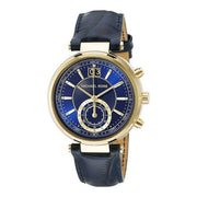 Michael Kors Sawyer Blue Dial Blue Leather Strap Watch for Women - MK2425