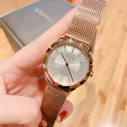 Calvin Klein Minimal White Dial Rose Gold Mesh Bracelet Watch for Women - K3M22Y2X