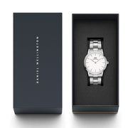 Daniel Wellington Iconic Link White Dial Silver Steel Strap Watch For Women - DW00100207