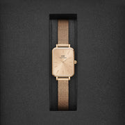 Daniel Wellington Quadro Unitone Rose Gold Dial Rose Gold Mesh Strap Watch For Women - DW00100484