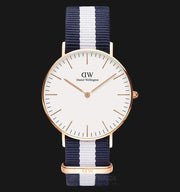 Daniel Wellington Classic Glasgow White Dial Two Tone NATO Strap Watch For Women - DW00100031
