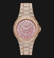 Michael Kors Lennox Three Hand Crystals Rose Gold Dial Rose Gold Steel Strap Watch For Women - MK6992
