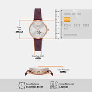 Emporio Armani Meccanico Automatic Silver Dial Red Leather Strap Watch For Women - AR60044