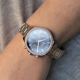 Hugo Boss Hera Chronograph Blue Dial Gold Steel Strap Watch for Women - 1502566
