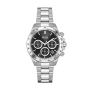 Hugo Boss Ikon Chronograph Black Dial Silver Steel Strap Watch for Men - 1512965