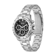 Hugo Boss Ikon Chronograph Black Dial Silver Steel Strap Watch for Men - 1512965