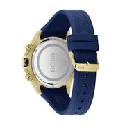Hugo Boss Globetrotter Chronograph Blue Dial Blue Silicone Strap Watch for Men - 1513822