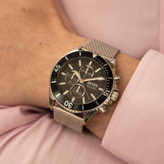 Hugo Boss Ocean Edition Chronograph Black Dial Gold Mesh Bracelet Watch for Men - 1513703