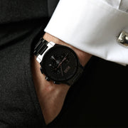 Hugo Boss Peak Chronograph Black Dial Black Steel Strap Watch for Men - 1513814