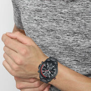 Hugo Boss Globetrotter Chronograph Black Dial Black Steel Strap Watch for Men - 1513825