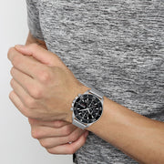 Hugo Boss Admiral Chronograph Black Dial Silver Mesh Bracelet Watch for Men - 1513904