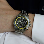 Tag Heuer Formula 1 Chronograph Black Dial Silver Steel Strap Watch for Men- CAZ101AC.BA0842