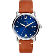Fossil Commuter Blue Dial Blue Leather Strap Watch for Men - FS5325