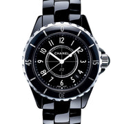 Chanel J12 Quartz Ceramic Black Dial Black Steel Strap Watch for Women - J12 H0682