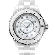 Chanel J12 Diamonds Mother of Pearl White Dial White Steel Strap Watch for Women - J12 H5704