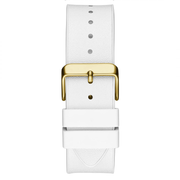 Guess Phoenix Multifunction Gold Dial White Leather Strap Watch for Men - GW0202G6
