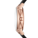 Emporio Armani Luigi Automatic Skeleton Silver Dial Black Leather Strap Watch For Men - AR60013