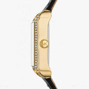 Michael Kors Lake Quartz White Dial Black Leather Strap Watch For Women - MK2762