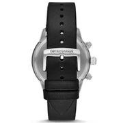 Emporio Armani Mario Chronograph Black Dial Black Leather Strap Watch For Men - AR11243