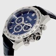 Hugo Boss Ikon Blue Dial Black Leather Strap Watch for Men - 1513176