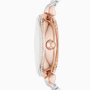 Emporio Armani Meccannico Gianni T-Bar Analog White Dial Two Tone Steel Strap Watch For Women - AR60019
