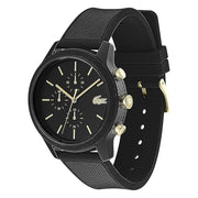 Lacoste 12.12 Chronograph Black Dial Black Silicon Strap Watch for Men - 2011012