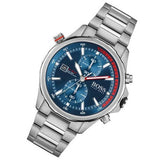 Hugo Boss Globetrotter Chronograph Blue Dial Silver Steel Strap Watch for Men - 1513823