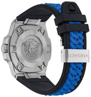 Versace Chain Reaction Blue Dial Two Tone Leather Strap Watch for Men - VEDY00119