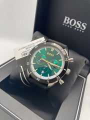 Hugo Boss Santiago Green Dial Black Nylon Strap Watch for Men - 1513936