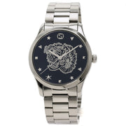 Gucci G Timeless Diamonds Black Dial Silver Steel Strap Watch For Women - YA1264125