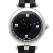 Gucci Diamantissima Quartz Diamonds Black Dial Black Leather Strap Watch for Women - YA141506