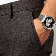Hugo Boss Driver Chronograph Black Dial Silver Steel Strap Watch for Men - 1512883