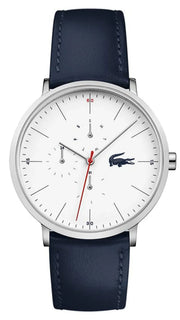 Lacoste Moon Multifunction White Dial Blue Leather Strap Watch for Men - 2010975