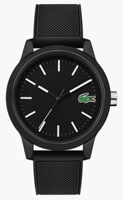 Lacoste 12.12 Black Dial Black Silicon Strap Watch for Men - 2010986