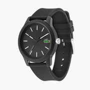Lacoste 12.12 Black Dial Black Silicon Strap Watch for Men - 2010986