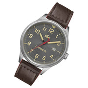 Lacoste Continental Gray Dial Brown Leather Strap Watch for Men - 2011020