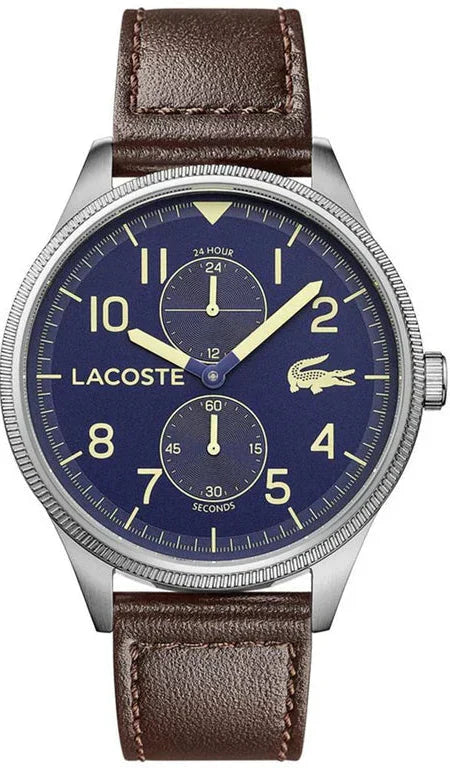 Lacoste Continental Blue Dial Brown Leather Strap Watch for Men - 2011040