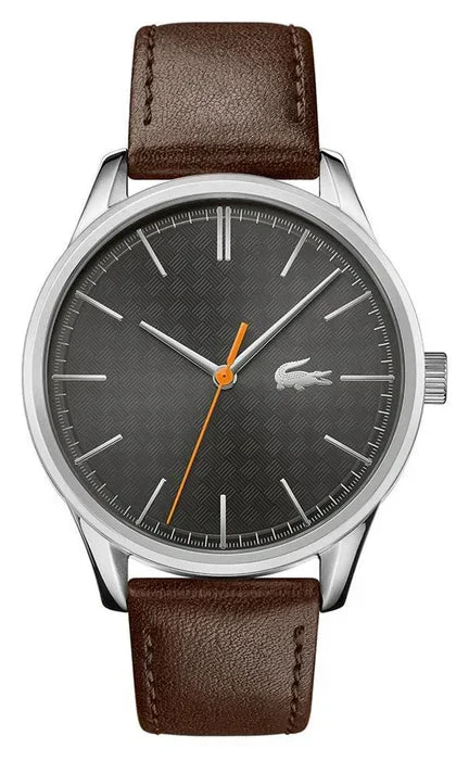 Lacoste Vienna Grey Dial Brown Leather Strap Watch for Men - 2011045