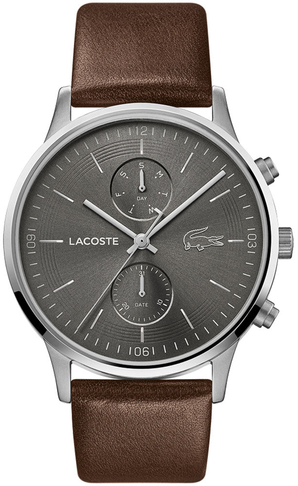 Lacoste Madrid Gray Dial Brown Leather Strap Watch for Men - 2011066