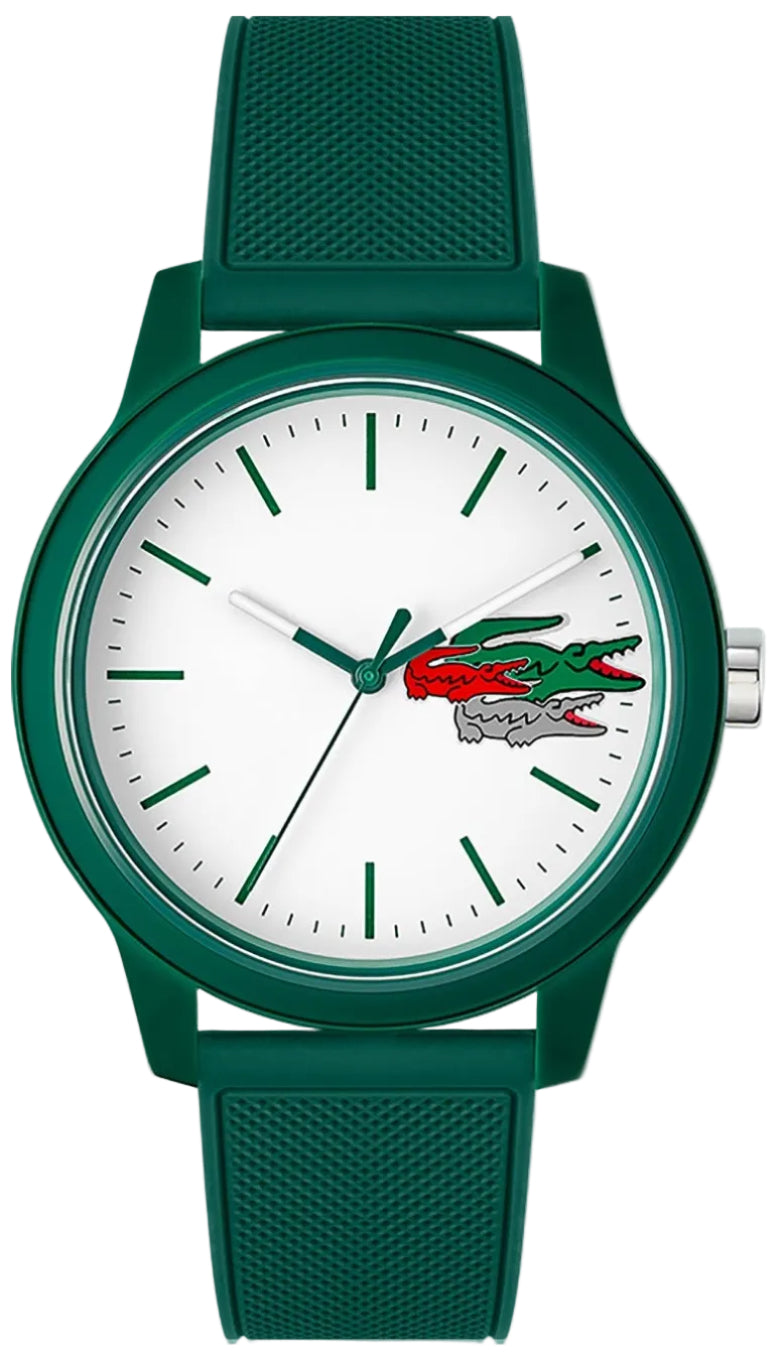 Lacoste 12.12 White Dial Green Silicon Strap Watch for Men  - 2011135