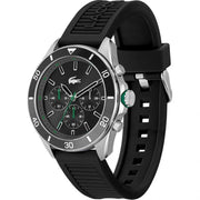 Lacoste Tiebreaker Chronograph Black Dial Black Silicone Strap Watch for Men - 2011152